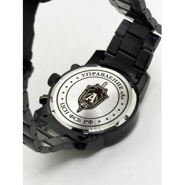 Часы "Альфа" кварцевые на браслете (черный/красный)