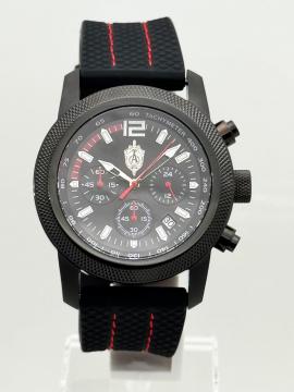 Часы "Альфа" кварцевые на каучуковом ремне (черный/красный)