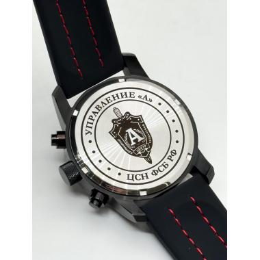 Часы "Альфа" кварцевые на каучуковом ремне (черный/красный)