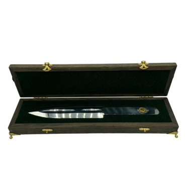 Подарочный нож в деревянной коробке "Альфа" 