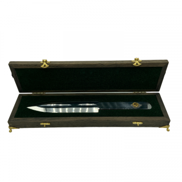 Подарочный нож в деревянной коробке "Альфа" 